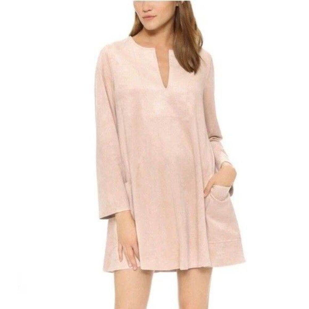 BCBGMAXAZRIA Beritt Pale Pink Faux Suede Shift Dress Size S